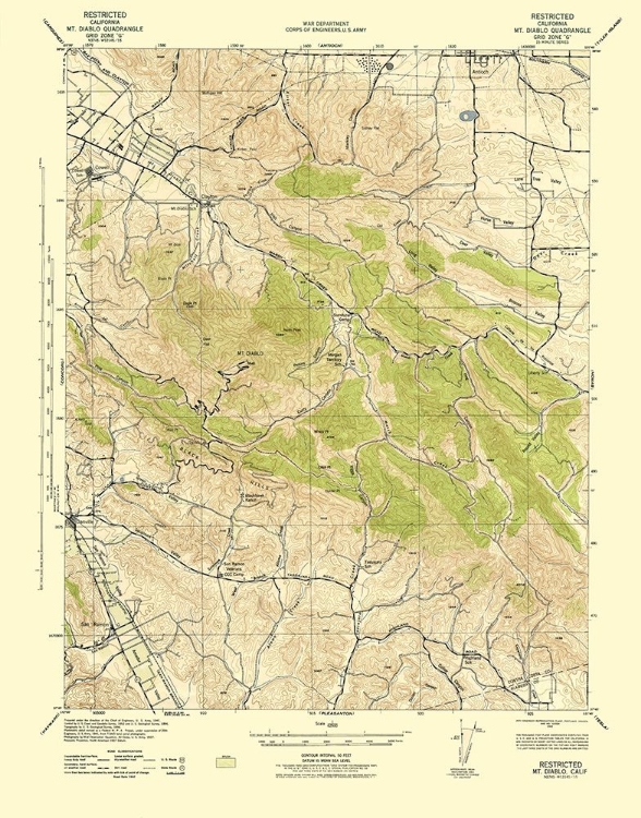 Picture of MT DIABLO CALIFORNIA QUAD - USGS 1943