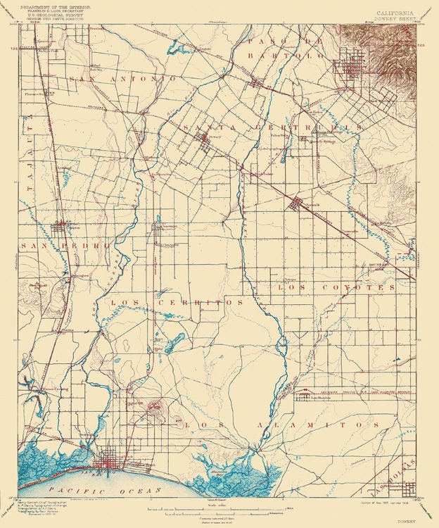 Picture of DOWNEY CALIFORNIA SHEET - USGS 1902