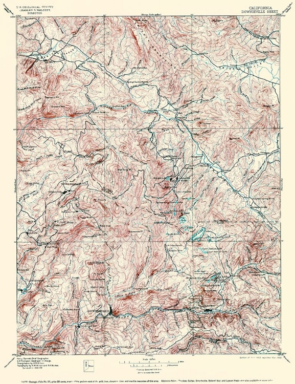 Picture of DOWNIEVILLE CALIFORNIA QUAD - USGS 1897