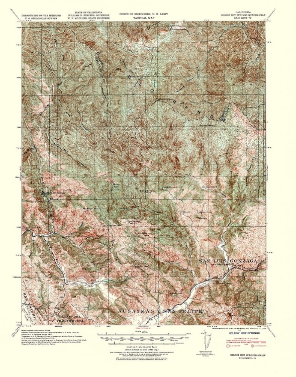 Picture of GILROY HOT SPRINGS CALIFORNIA QUAD - USGS 1940