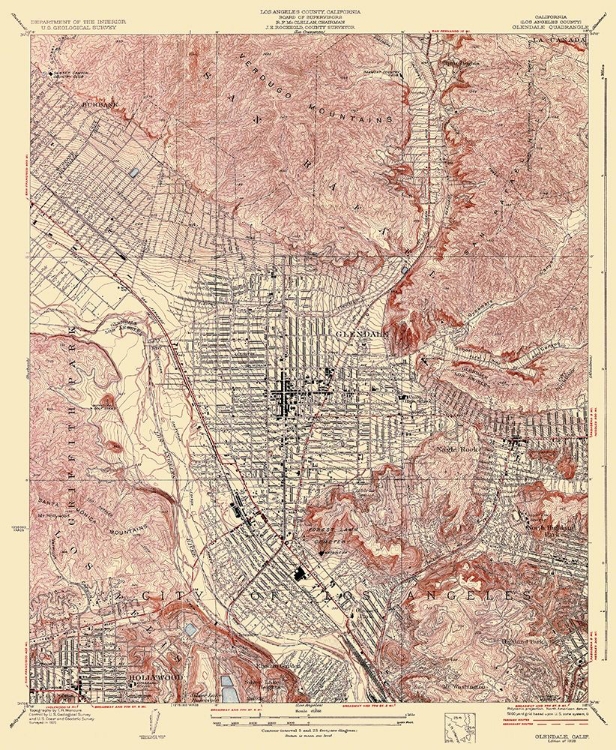 Picture of GLENDALE CALIFORNIA QUAD - USGS 1928