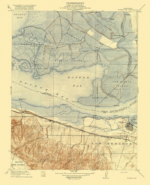 Picture of HONKER BAY CALIFORNIA QUAD - USGS 1918