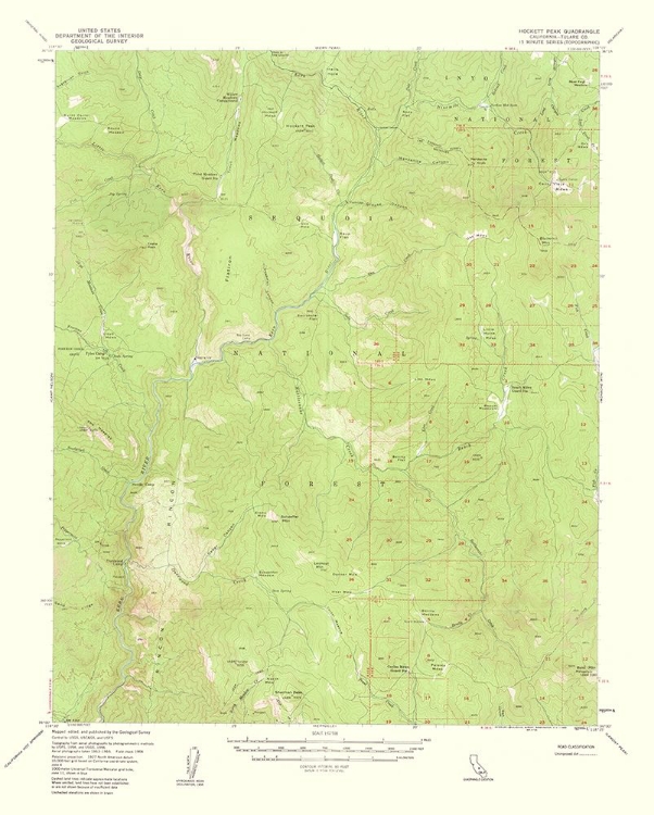 Picture of HOCKETT PEAK CALIFORNIA QUAD - USGS 1962