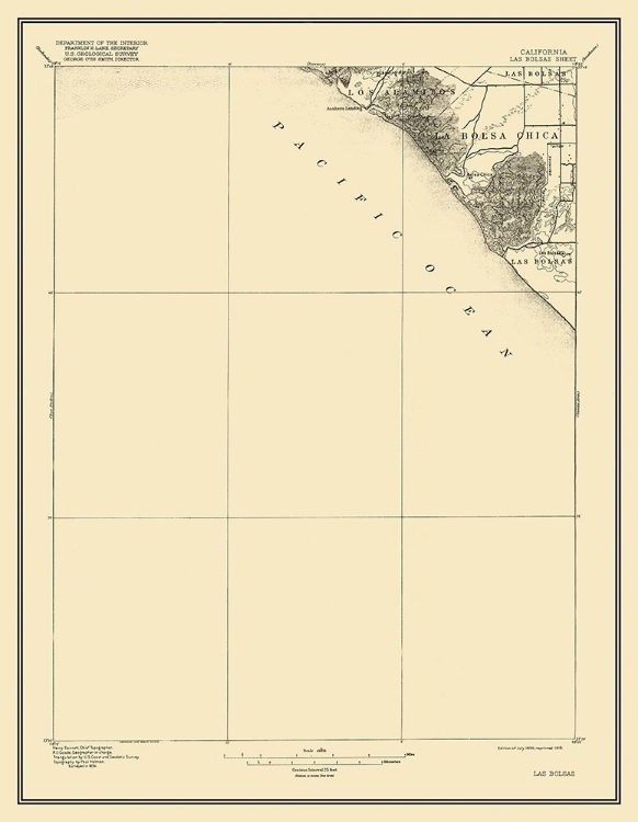 Picture of LAS BOLSAS CALIFORNIA QUAD - USGS 1896