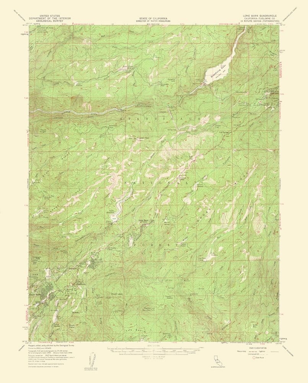 Picture of LONG BARN CALIFORNIA QUAD - USGS 1962