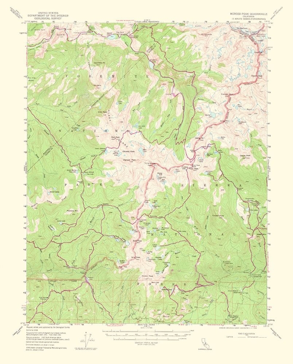 Picture of MERCED PEAK CALIFORNIA QUAD - USGS 1964