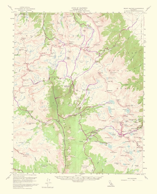 Picture of MT WHITNEY CALIFORNIA QUAD - USGS 1964