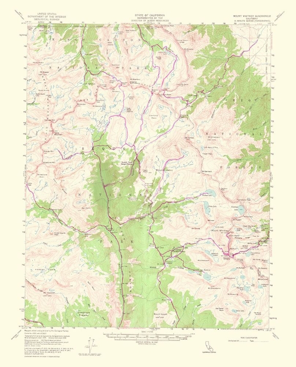 Picture of MT WHITNEY CALIFORNIA QUAD - USGS 1964