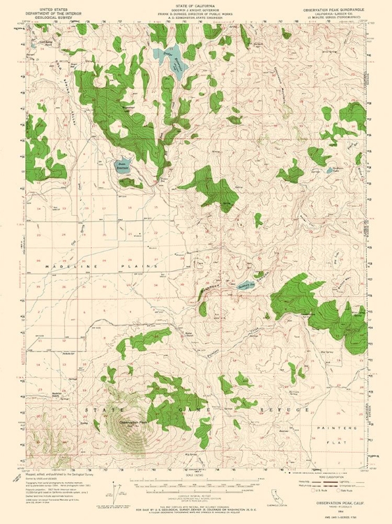 Picture of OBSERVATION PEAK CALIFORNIA QUAD - USGS 1954