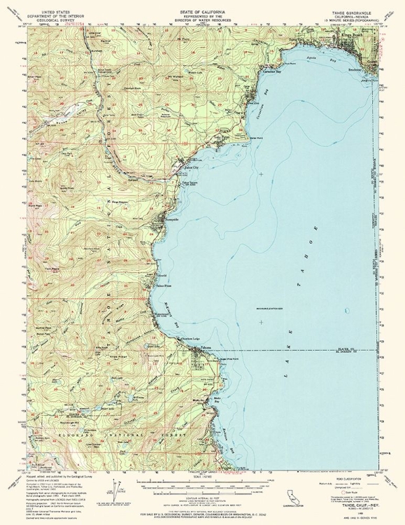 Picture of TAHOE CALIFORNIA NEVADA QUAD - USGS 1955