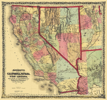 Picture of CALIFORNIA, NEVADA, UTAH, ARIZONA - BANCROFT 1873