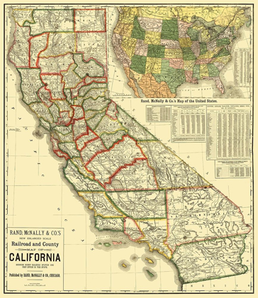 Picture of CALIFORNIA RAILROAD AND COUNTIES 1883