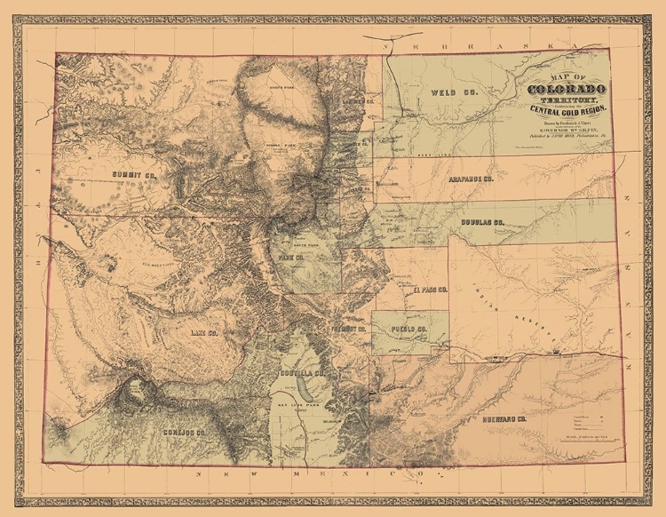 Picture of COLORADO WITH THE CENTRAL GOLD REGION - MONK 1862