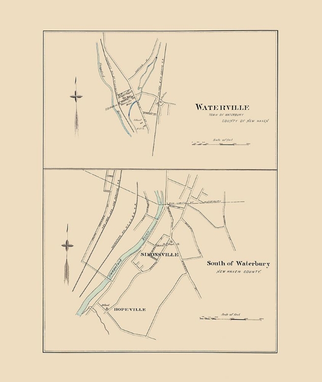 Picture of SOUTH OF WATERBURY CONNECTICUT - HURD 1893