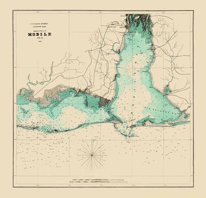 Picture of APPROACHES TO MOBILE ALABAMA - BACHE 1864