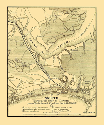 Picture of BURNSIDE EXPEDITION ROUTE NEWBERN NORTH CAROLINA