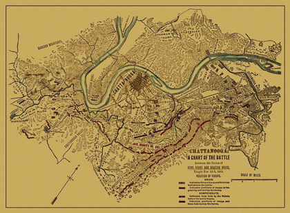 Picture of CHATTANOOGA CHART OF BATTLE TENNESSEE - SNEDEN
