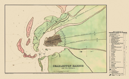 Picture of CHARLESTON HARBOR WITH CITY DEFENCES - USSER  1864