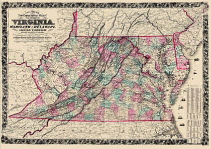 Picture of VIRGINIA, MARYLAND ,DELAWARE - COLTON  1862