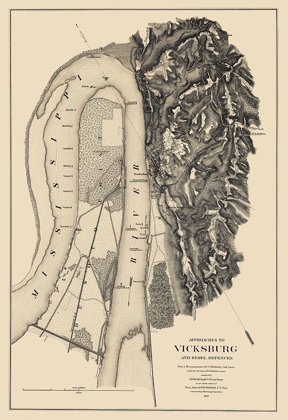 Picture of VICKSBURG APPROACHES REBEL DEFENCES - BACHE 1863