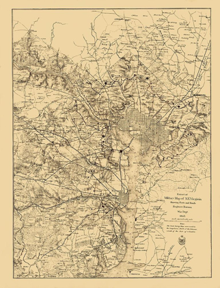 Picture of CIVIL WAR VIRGINIA FORTS ROADS - US WAR DEPT 1865