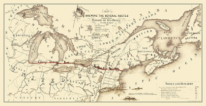 Picture of GUNBOAT ROUTES UNITED STATES CANADA - SWEET 1862