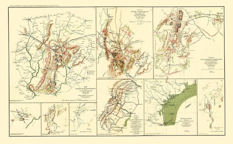 Picture of TEXAS VIRGINIA PENNSYLVANIA GEORGIA BATTLE ROUTES