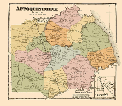 Picture of APPOQUINIMINK DELAWARE LANDOWNER - BEERS 1868