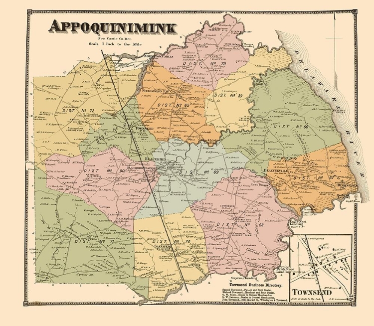 Picture of APPOQUINIMINK DELAWARE LANDOWNER - BEERS 1868