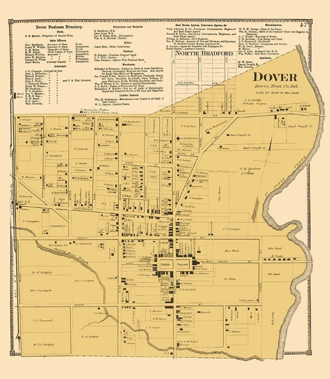 Picture of DOVER DELAWARE LANDOWNER - BEERS 1868