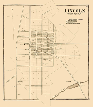 Picture of LINCOLN DELAWARE LANDOWNER - BEERS 1868