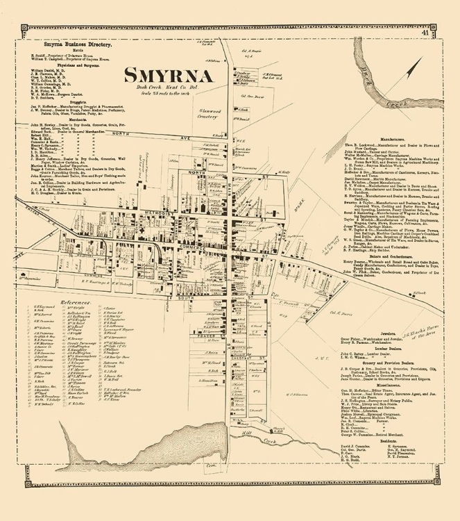 Picture of SMYRNA DELAWARE LANDOWNER - BEERS 1868