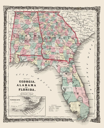 Picture of GEORGIA, ALABAMA, FLORIDA - COLTON 1858
