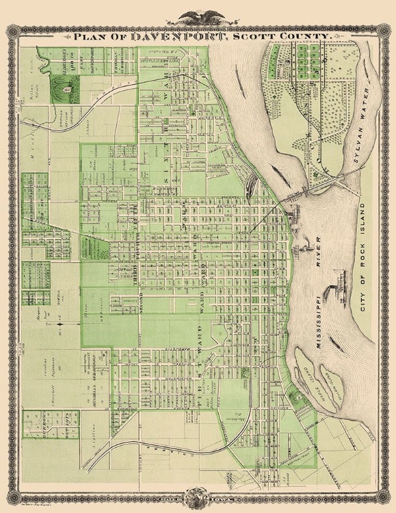 Picture of DAVENPORT IOWA LANDOWNER - SHOBER 1875