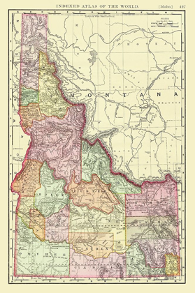 Picture of IDAHO FROM INDEXED WORLD ATLAS - RAND MCNALLY 1897