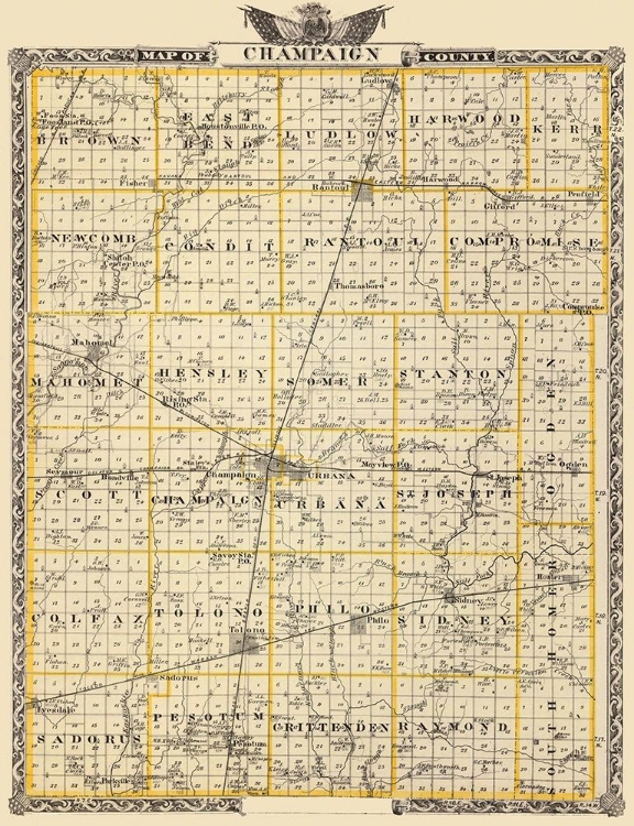 Picture of CHAMPAIGN ILLINOIS LANDOWNER - WARNER 1876
