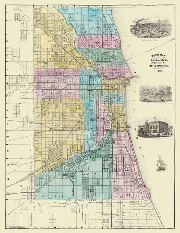 Picture of CHICAGO ILLINOIS PLAT - BLANCHARD 1869