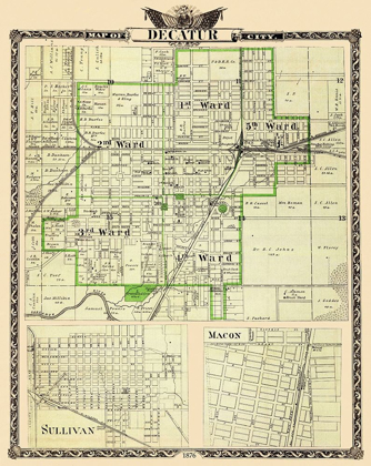 Picture of DECATUR, SULLIVAN ILLINOIS LANDOWNER - WARNER 1876