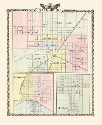 Picture of GALESBURG, MONMOUTH, ALEDO ILLINOIS - WARNER 1876