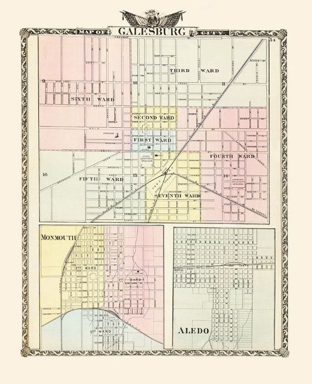 Picture of GALESBURG, MONMOUTH, ALEDO ILLINOIS - WARNER 1876