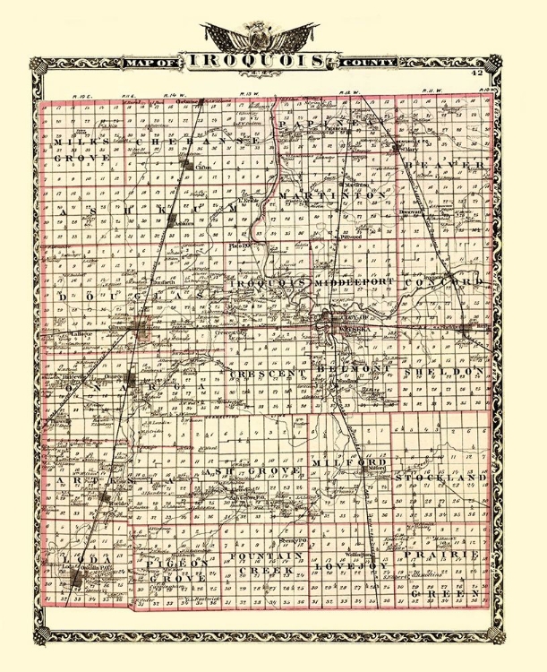 Picture of IROQUOIS ILLINOIS LANDOWNER - WARNER 1870