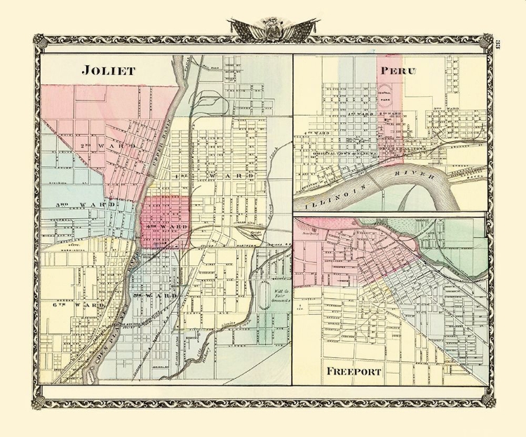 Picture of JOLIET, PERU, FREEPORT ILLINOIS - WARNER 1870