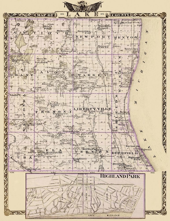 Picture of LAKE ILLINOIS LANDOWNER - WARNER 1876