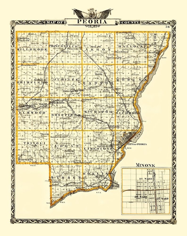 Picture of PEORIA ILLINOIS LANDOWNER - WARNER 1876