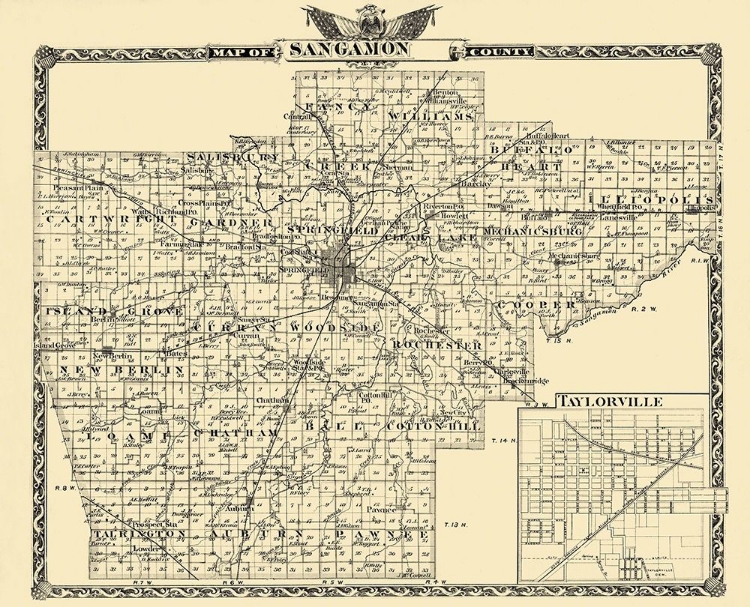 Picture of SANGAMON ILLINOIS LANDOWNER - WARNER 1876