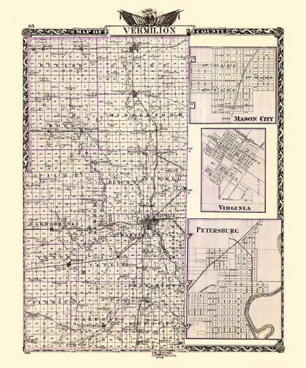 Picture of VERMILION ILLINOIS LANDOWNER - WARNER 1870