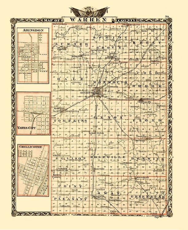 Picture of WARREN ILLINOIS LANDOWNER - WARNER 1870