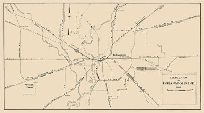 Picture of INDIANAPOLIS INDIANA RAILROAD MAP 1950