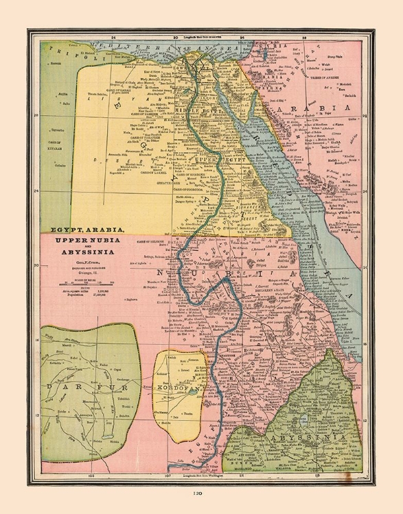 Picture of EGYPT ARABIA UPPER NUBIA ABYSSINIA - CRAM 1888