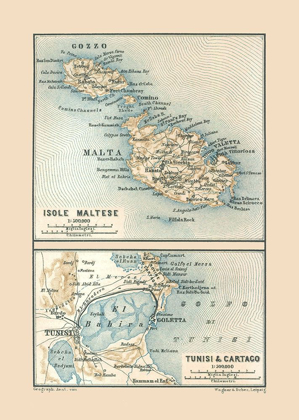 Picture of MALTA TUNISIA CARTHAGE - BAEDEKER 1880